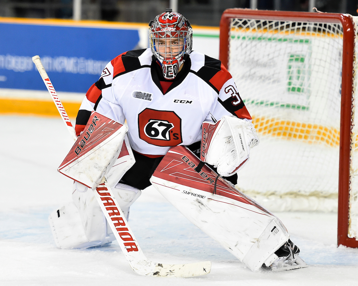 Leo Lazarev of the Ottawa 67’s. Photo by Aaron Bell/OHL Images
