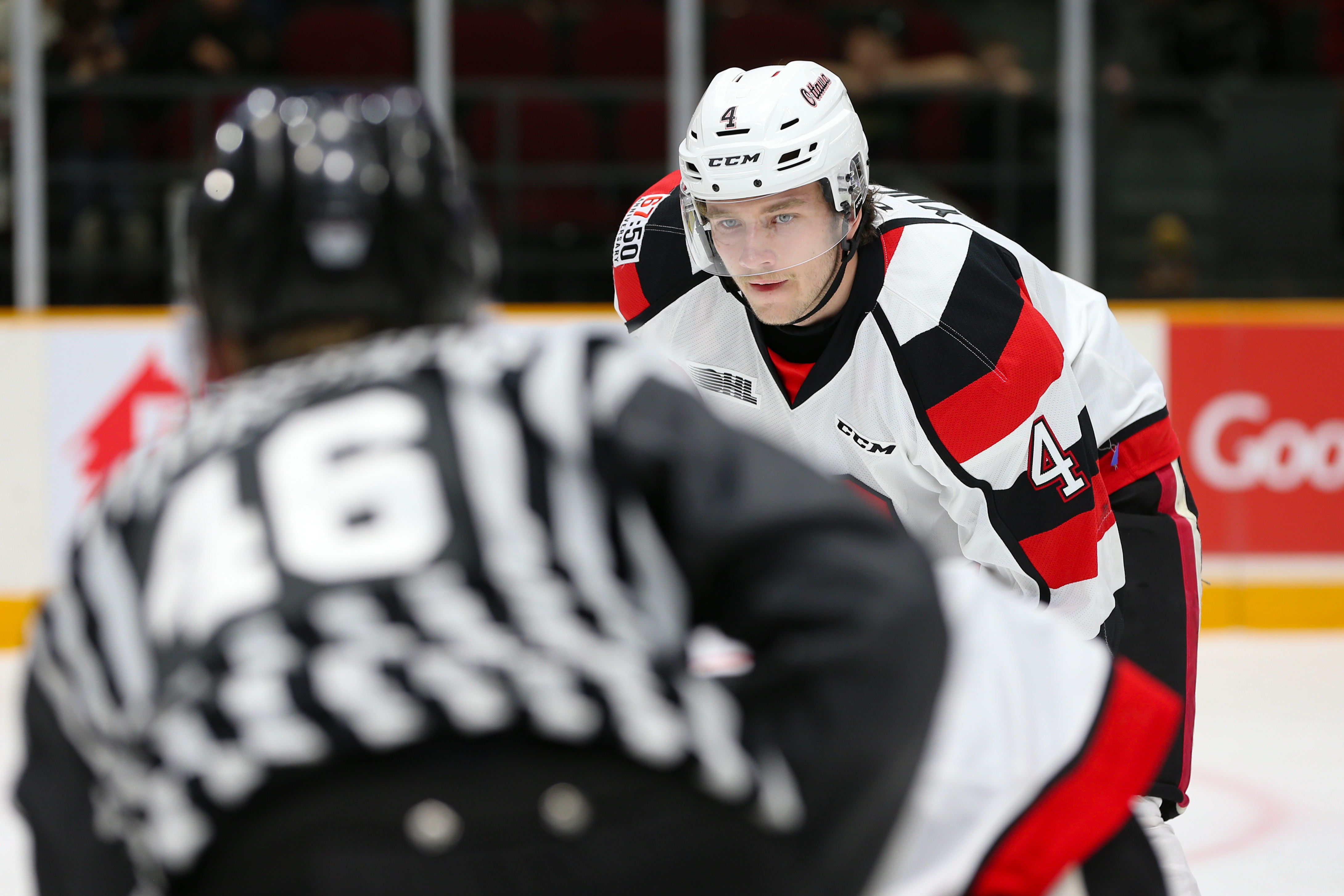 Tye Felhaber eyeing down a ref in the middle of the game