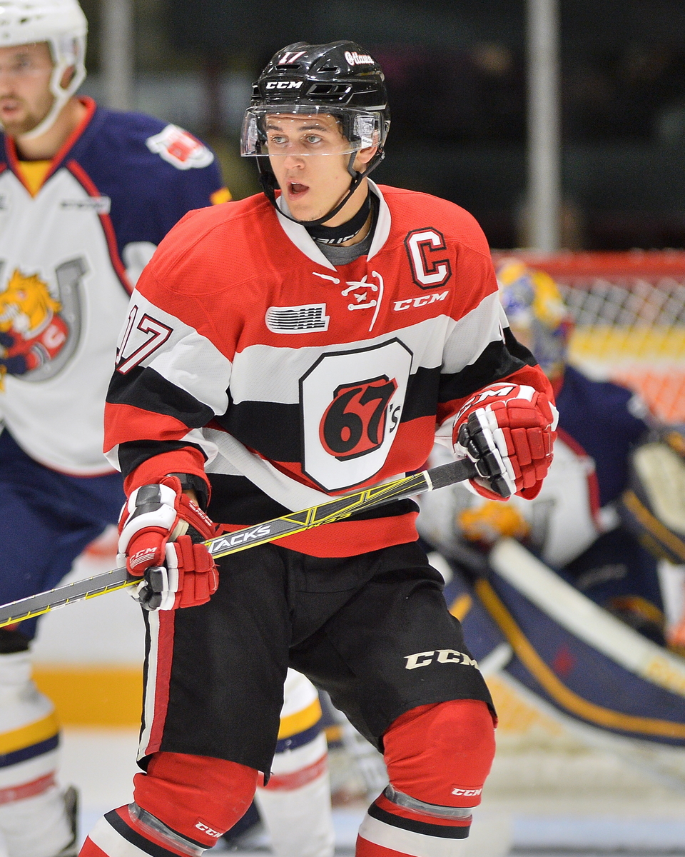 Travis Konecny of the Ottawa 67’s. Photo by Terry Wilson / OHL Images.