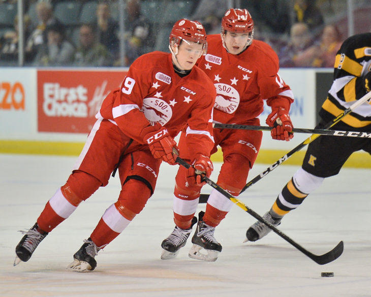 Joe Carroll of the Sault Ste. Marie Grehounds. Photo by Terry Wilson / OHL Images.