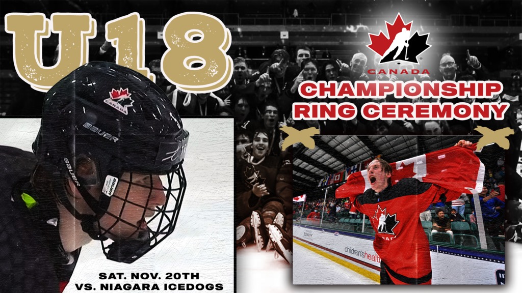 Brandt Clarke Hockey Canada U18 Championship Ring Ceremony Barrie Colts