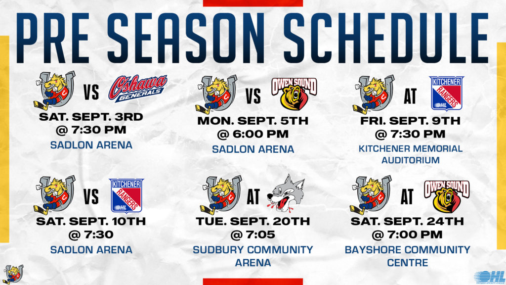 OHL Announces 2022 Preseason Schedule Barrie Colts