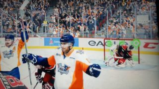 A screenshot of the Flint Firebirds in the EA SPORTS NHL video game on PlayStation & Xbox.