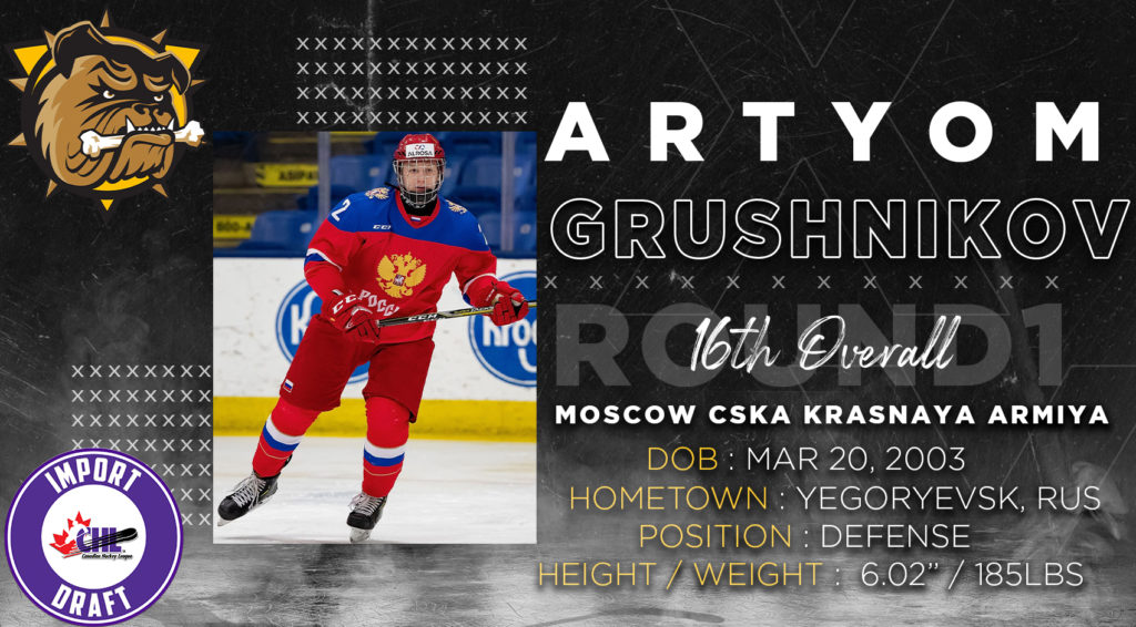 Bulldogs Select Artyom Grushnikov In Chl Import Draft Hamilton Bulldogs