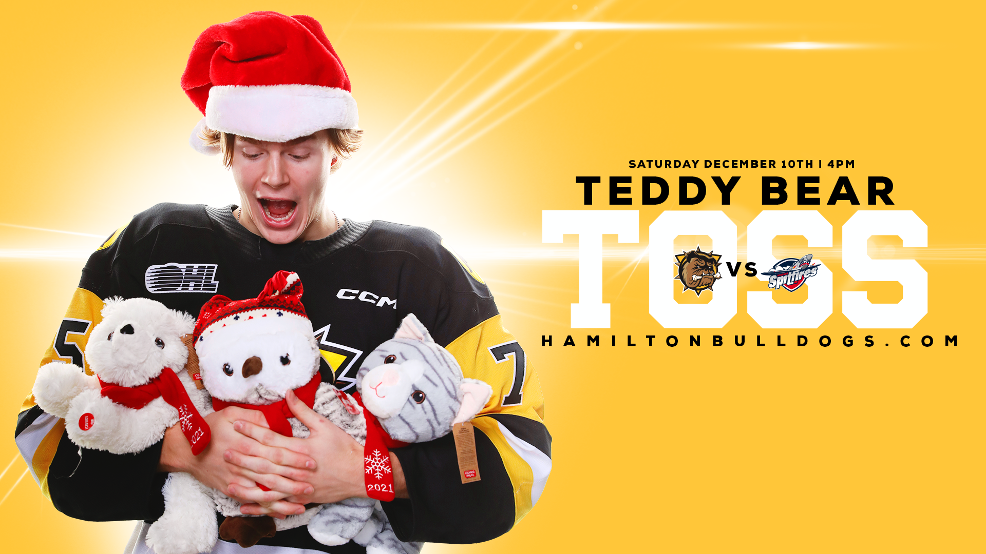 TEDDY TOSS TIME FOR BULLDOGS DECEMBER 10th Brantford Bulldogs