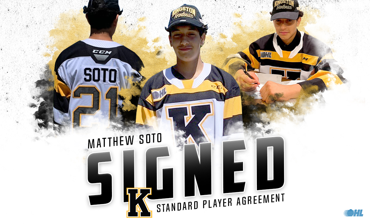 Frontenacs Sign Matthew Soto to a Standard Player Agreement