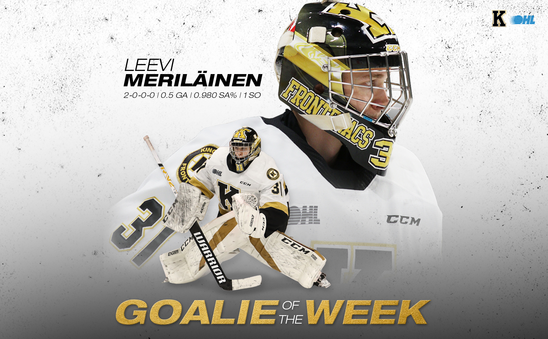 Frontenacs' Leevi Meriläinen Named OHL Goaltender of the Week