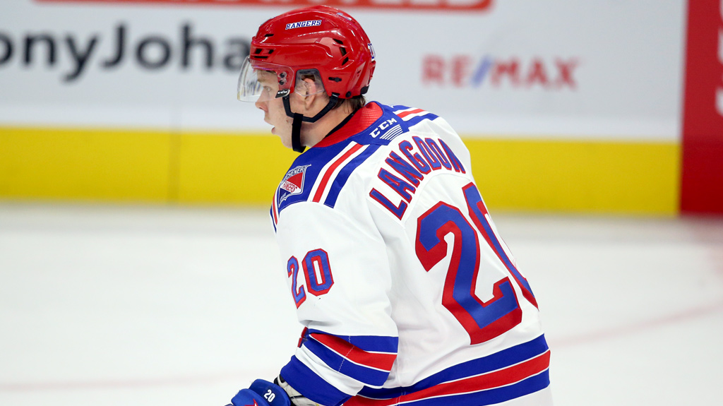Isaac Langdon skating for the Rangers