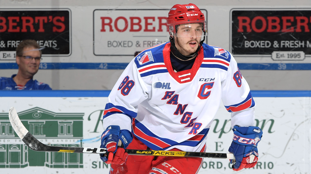 Greg Meireles skating for the Rangers