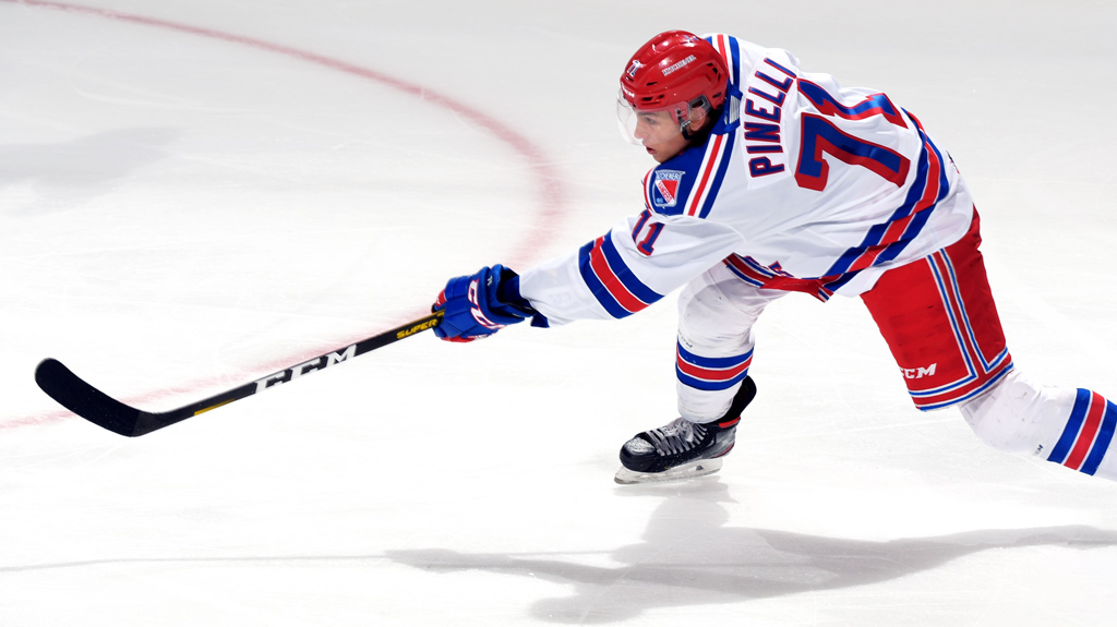 Francesco Pinello takes a shot for the Kitchener Rangers