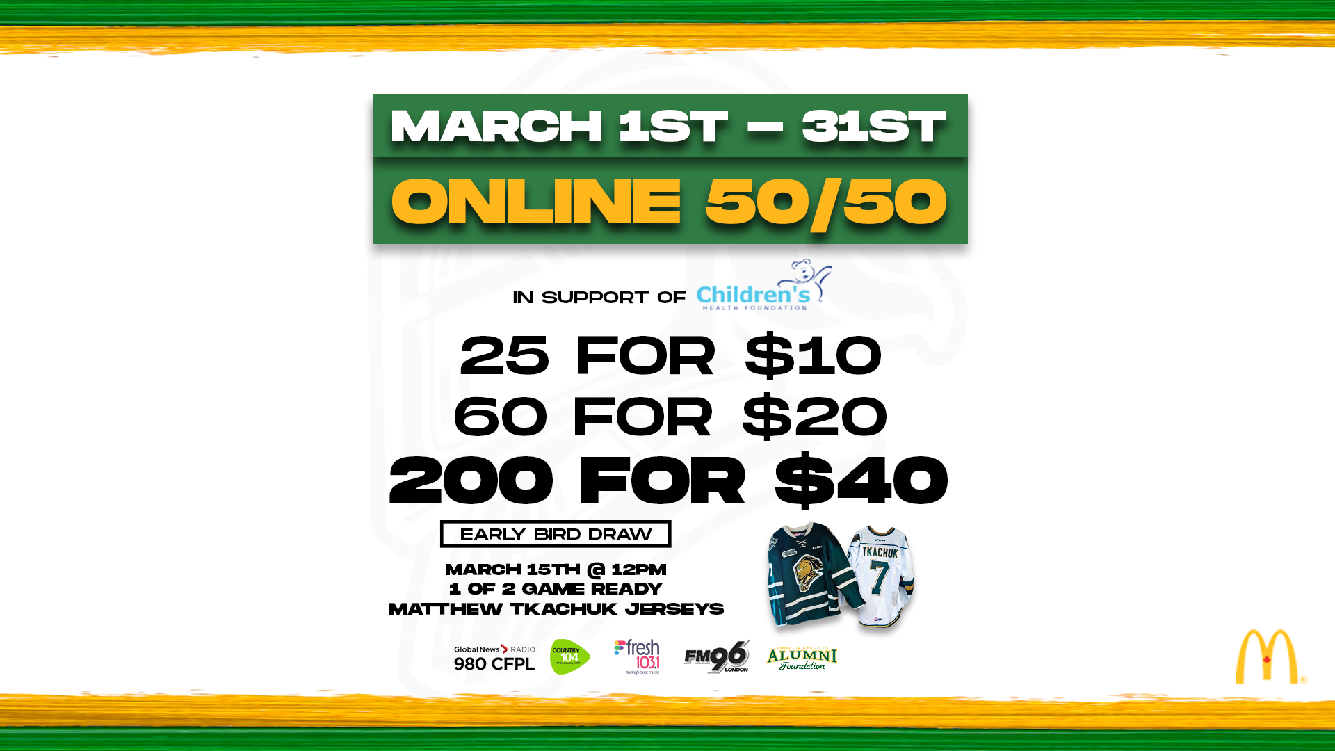 ONLINE 50/50 IN SUPPORT OF CHILDREN'S HEALTH FOUNDATION London Knights