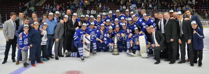 The Mississauga Steelheads swept the Peterborough Petes 4 games to 0 to win the 2017 Eastern Conference Championship at the Hershey Centre in Mississauga on Wednesday April 26, 2017. Photo by Terry Wilson / OHL Images.