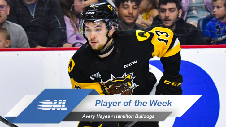 Bulldogs’ Avery Hayes Named OHL Player of the Week – Ontario Hockey League