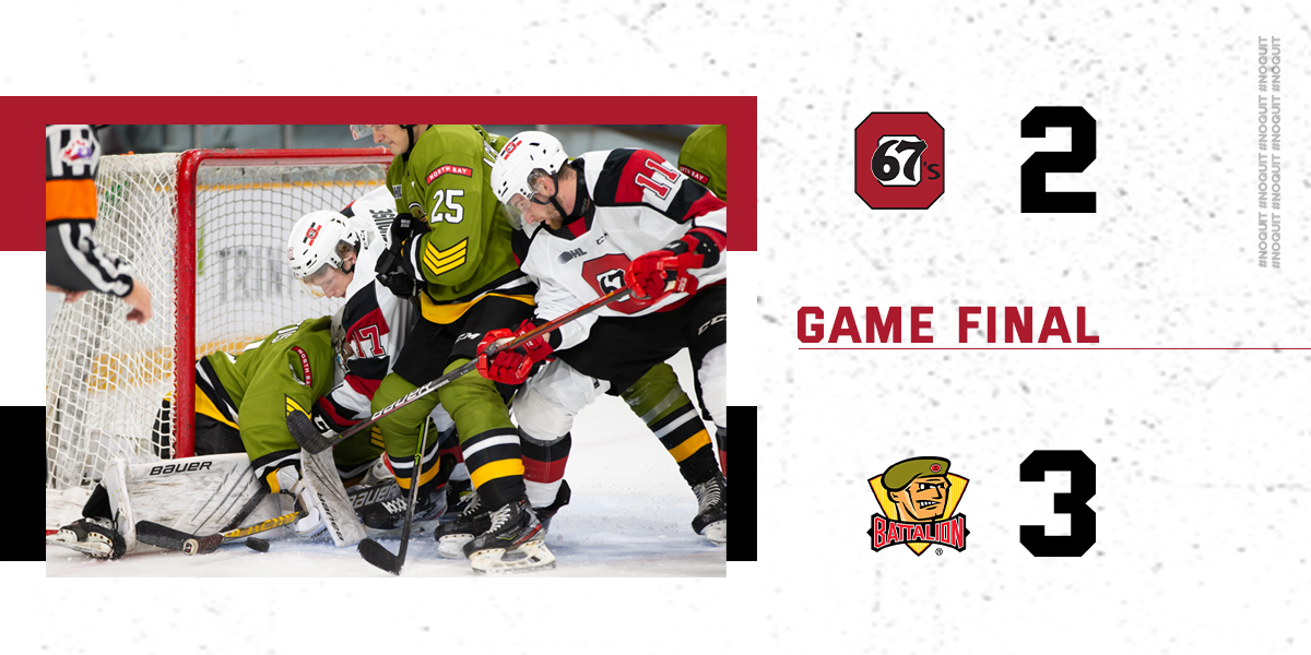 Final Score 3-2 between North Bay and Ottawa graphic