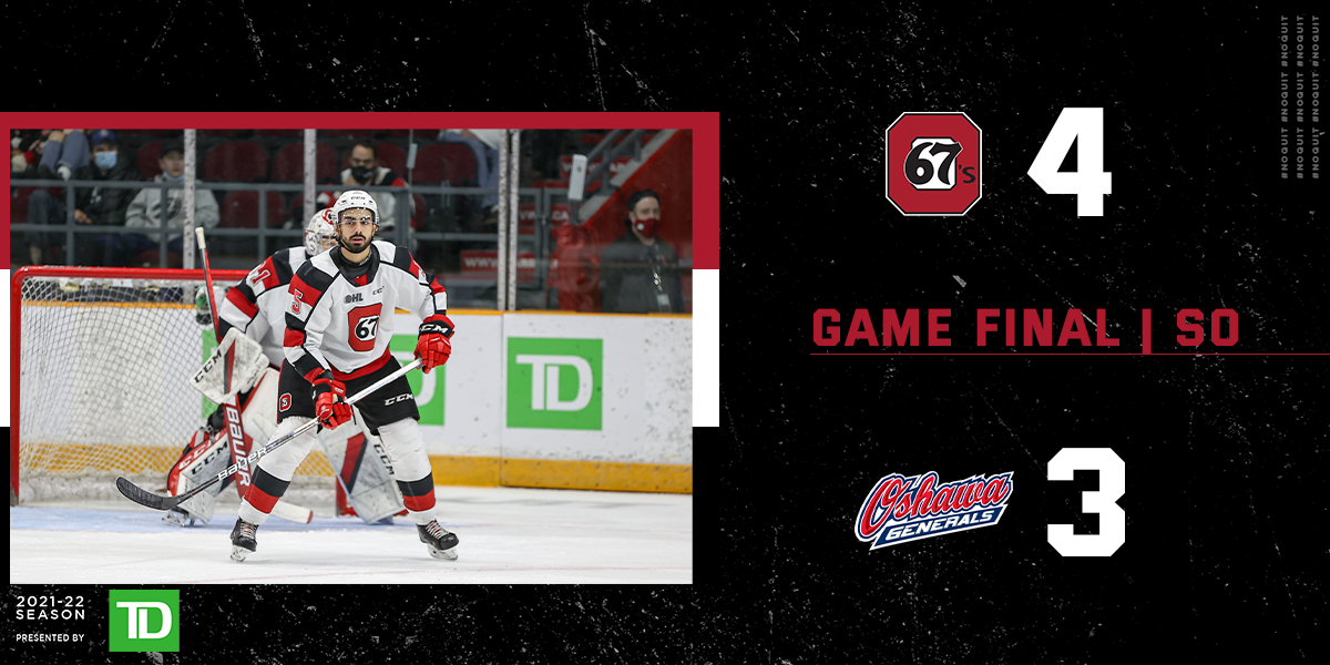 Game graphic, win 4-3 shootout vs Oshawa
