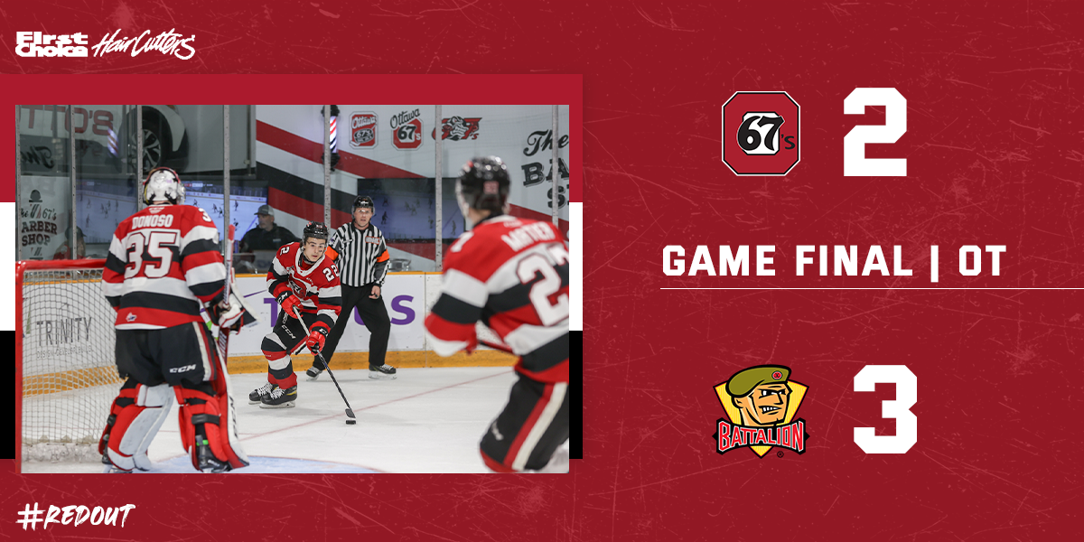 Ottawa 67's final score graphic