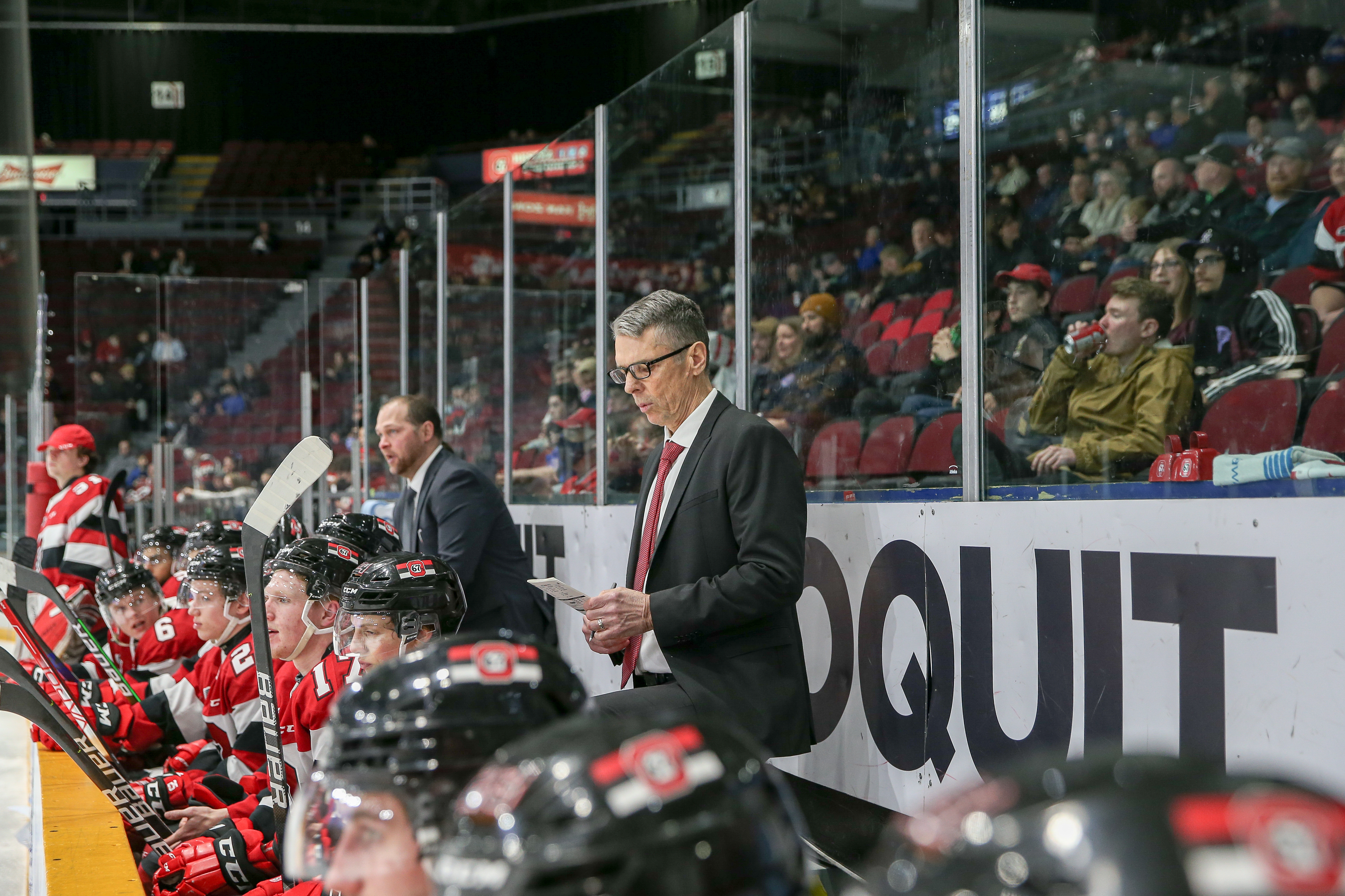 Ottawa, ON - Ontario Hockey League Regular Season game between the Hamilton Bulldogs and the Ottawa 67's held on Apr 08, 2022 at Arena at TD Place