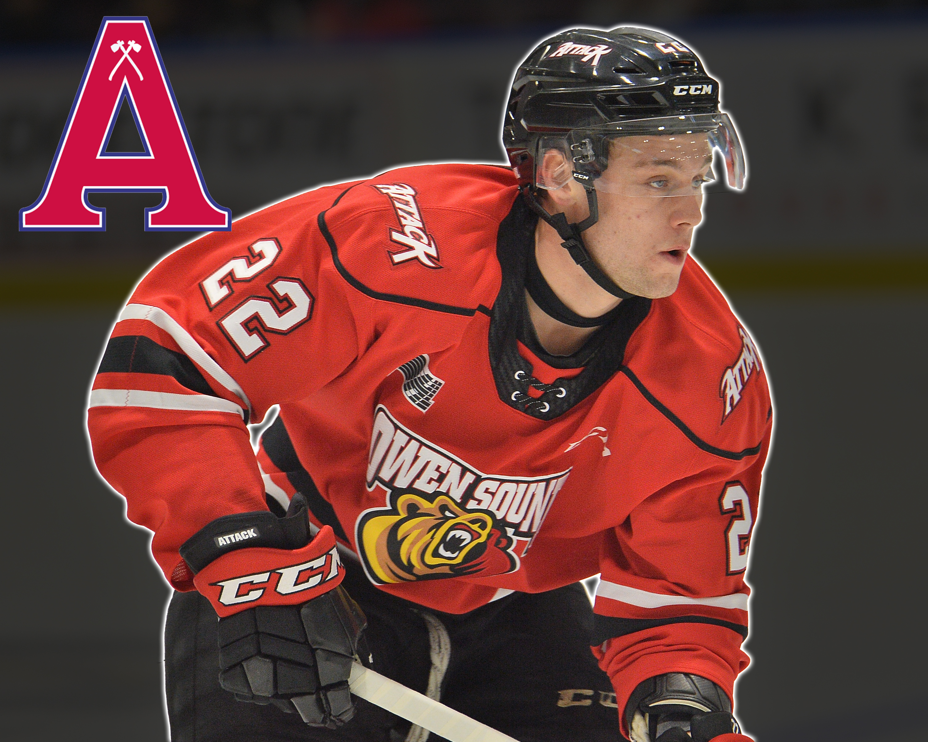 Adam McMaster of the Owen Sound Attack. Photo by Terry Wilson /