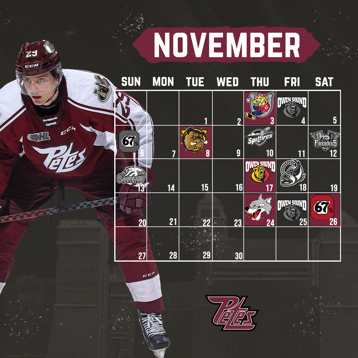 November 2022 Petes Schedule