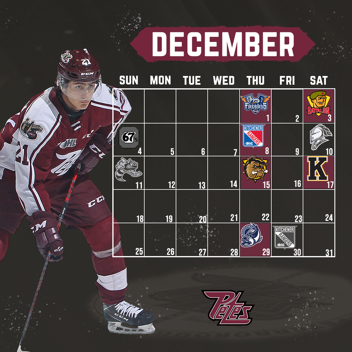 December 2022 Petes Schedule