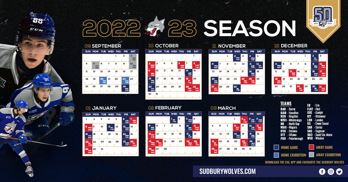 2022 23 Wolves Printable Schedule Sudbury Wolves