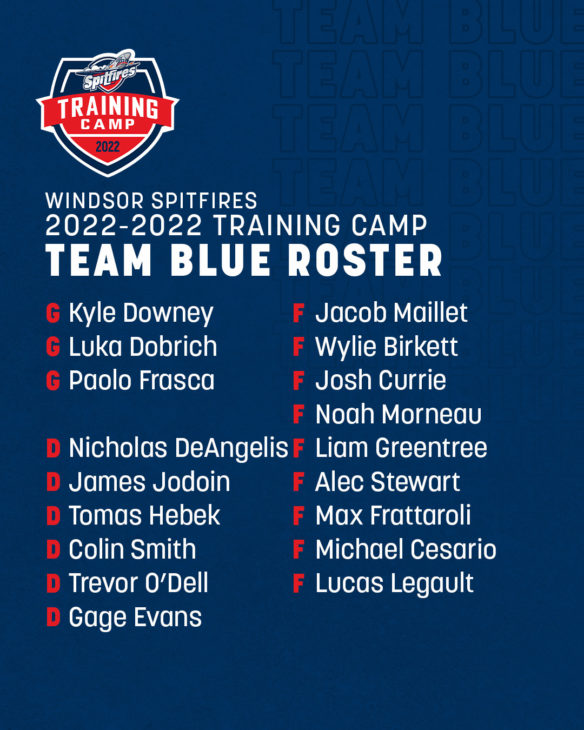 Training Camp Rosters Announced - Windsor Spitfires