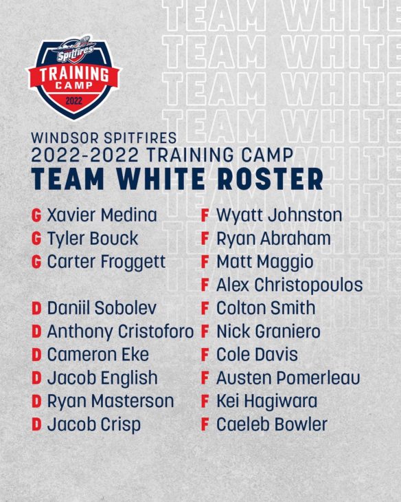 Training Camp Rosters Announced - Windsor Spitfires